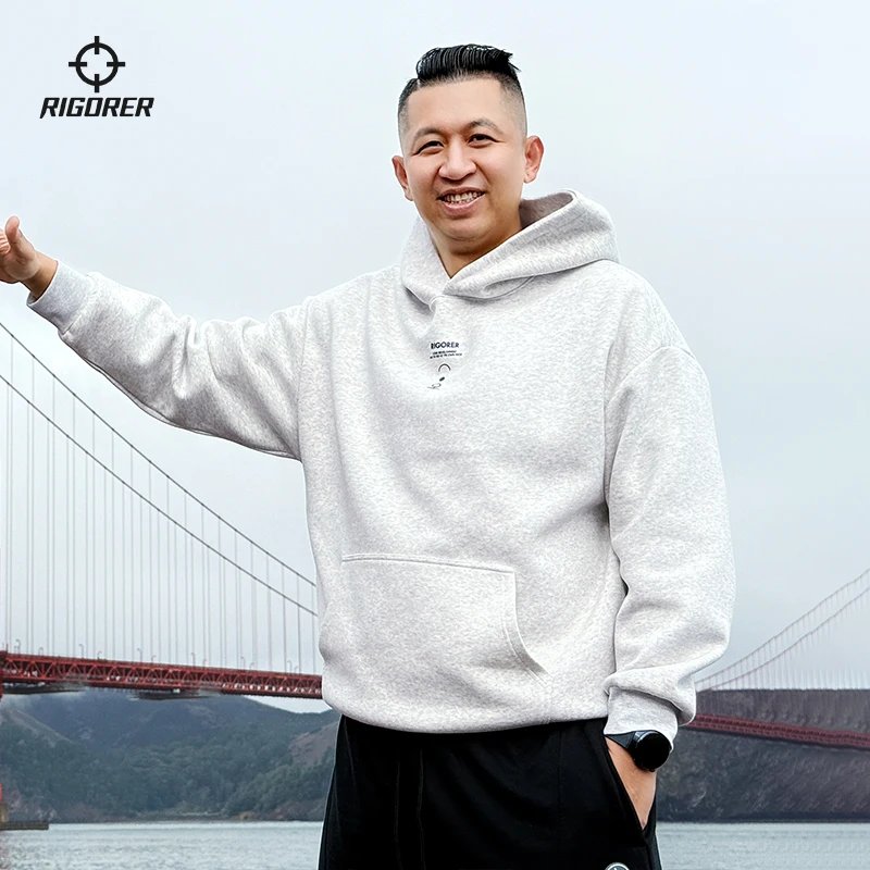 RIGORER Hooded Sweater Men's Winter Loose Sports Casual Couple's Knitted Pullover Women's
