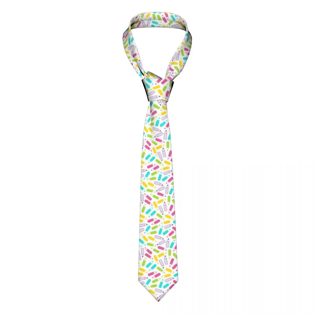 

Colorful Doodle With Stationery Unisex Neckties Fashion Polyester 8 cm Classic Neck Tie Mens Daily Wear Cravat Wedding Business