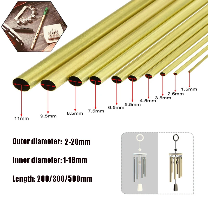 Brass Tubes Length 20/30/50cm Diameter 2/3/4/5/6/7/8/9/10/12/14/16/18/20mm Wall Cutting Tool Parts 1 pcs brass tube