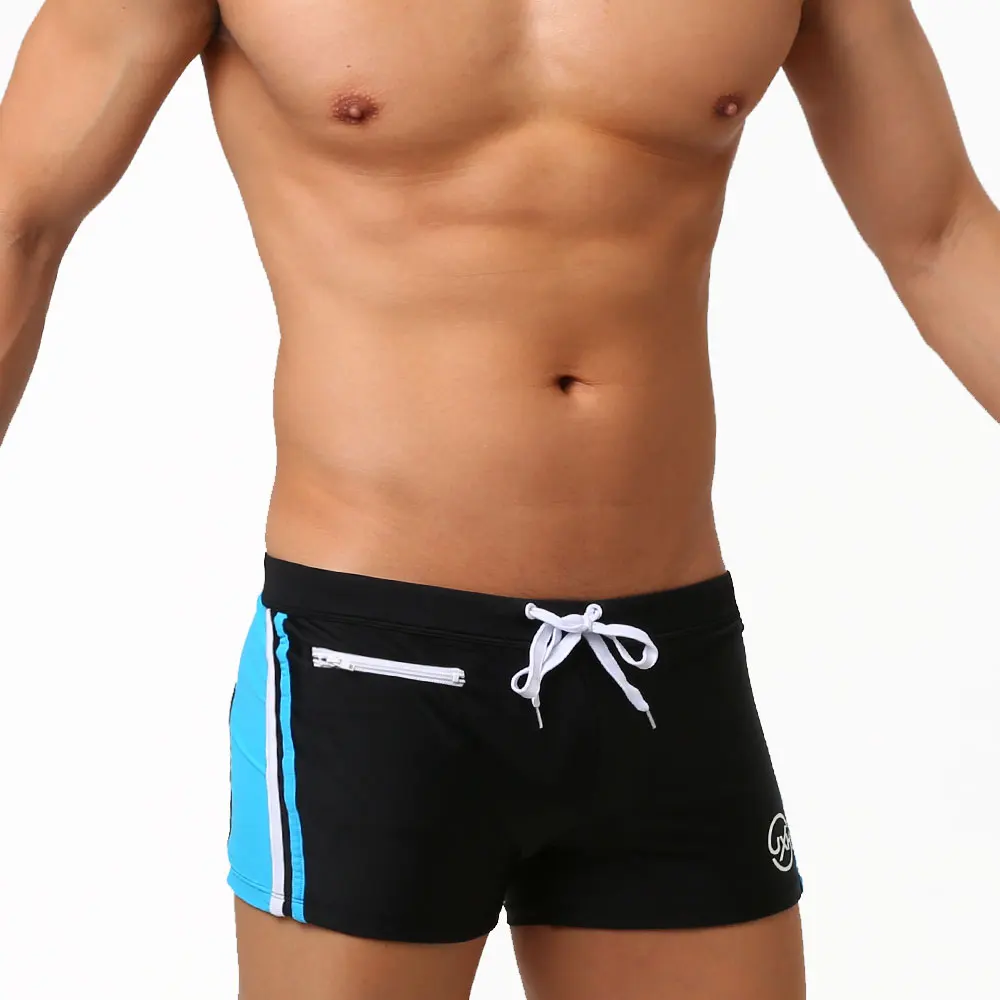 Mens Swimwear With Push-Up Swimming Trunks Boxer With Pocket Hi-Q Sexy Men Breathable Swim Suit Speed Beach Shorts sunga