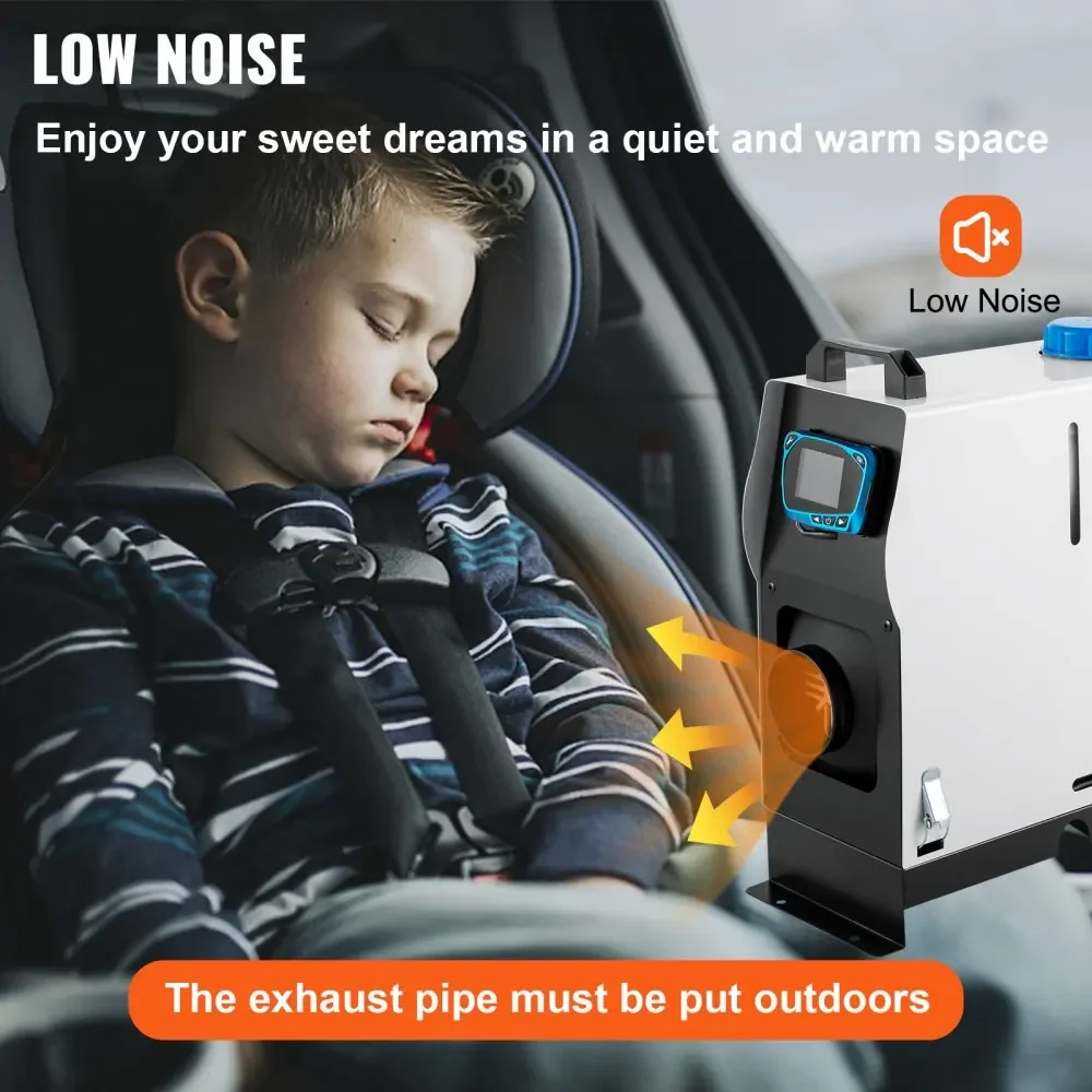 VEVOR Diesel Air Heater All in 1 8KW Parking Heater 12V Truck One Air Outlet, with Red LCD Switch