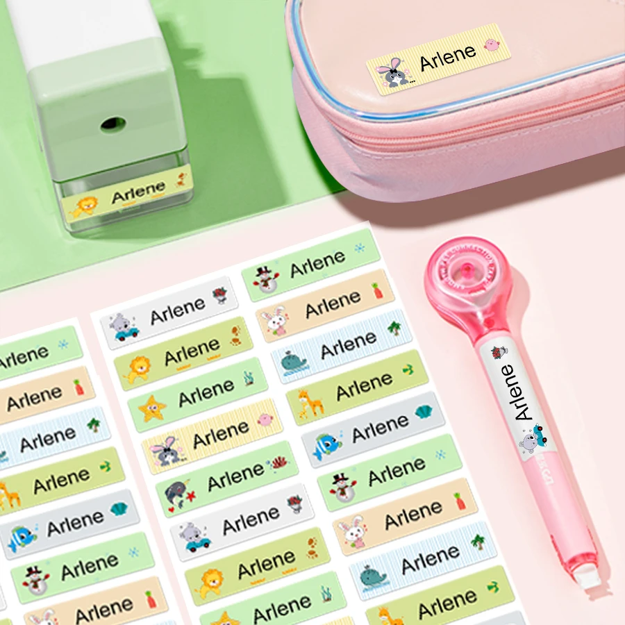 name stickers, personalized labels, waterproof office supplies labels, school stationery, water bottles, toys, large
