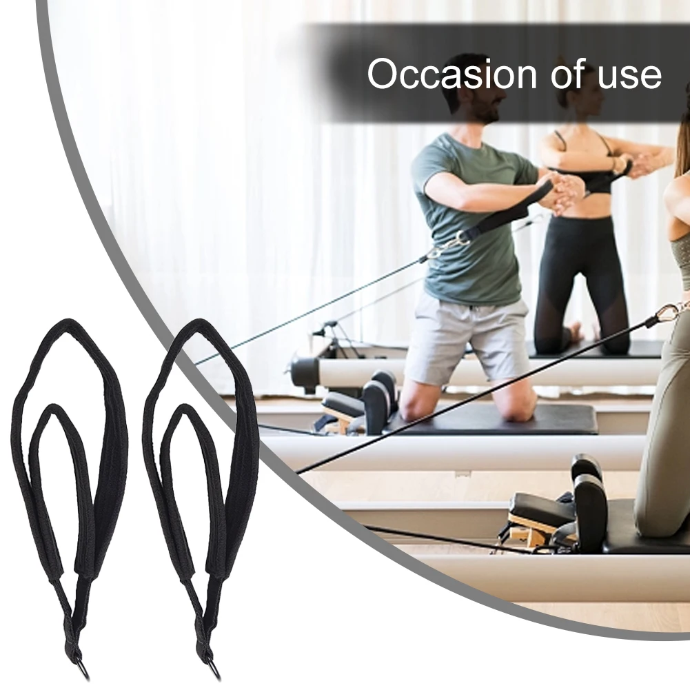 2pcs Double Loop Pilates Circle Foot Straps Black Foot Reformer Fitness Equipment Straps Pilates Double Loop With D-rings