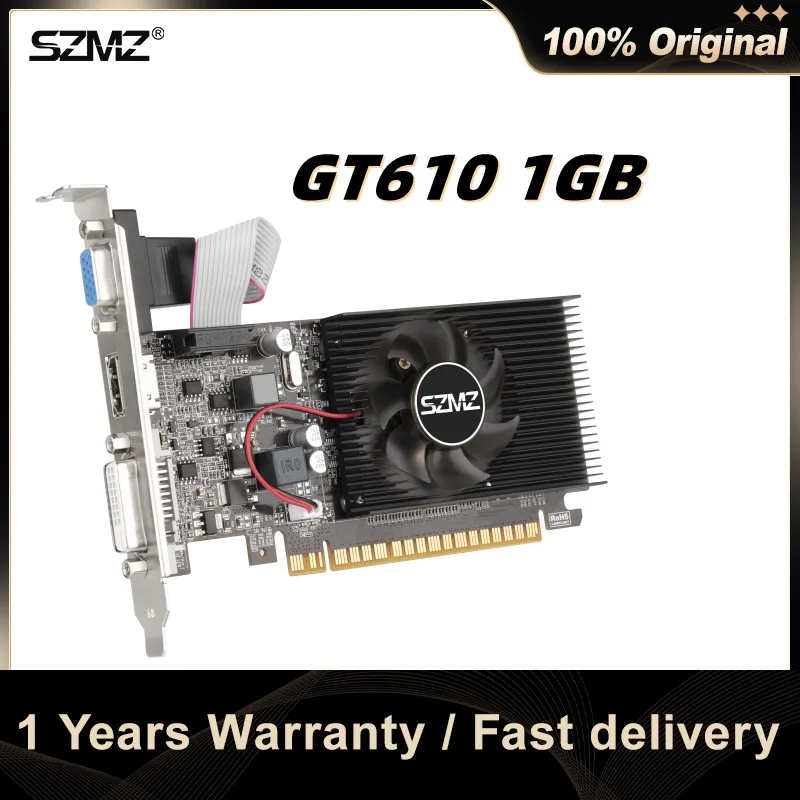 SZMZ GT 610 비디오 카드 1GB NVIDIA GeForce GT610 로우 프로파일 ddr3 그래픽 카드 ...