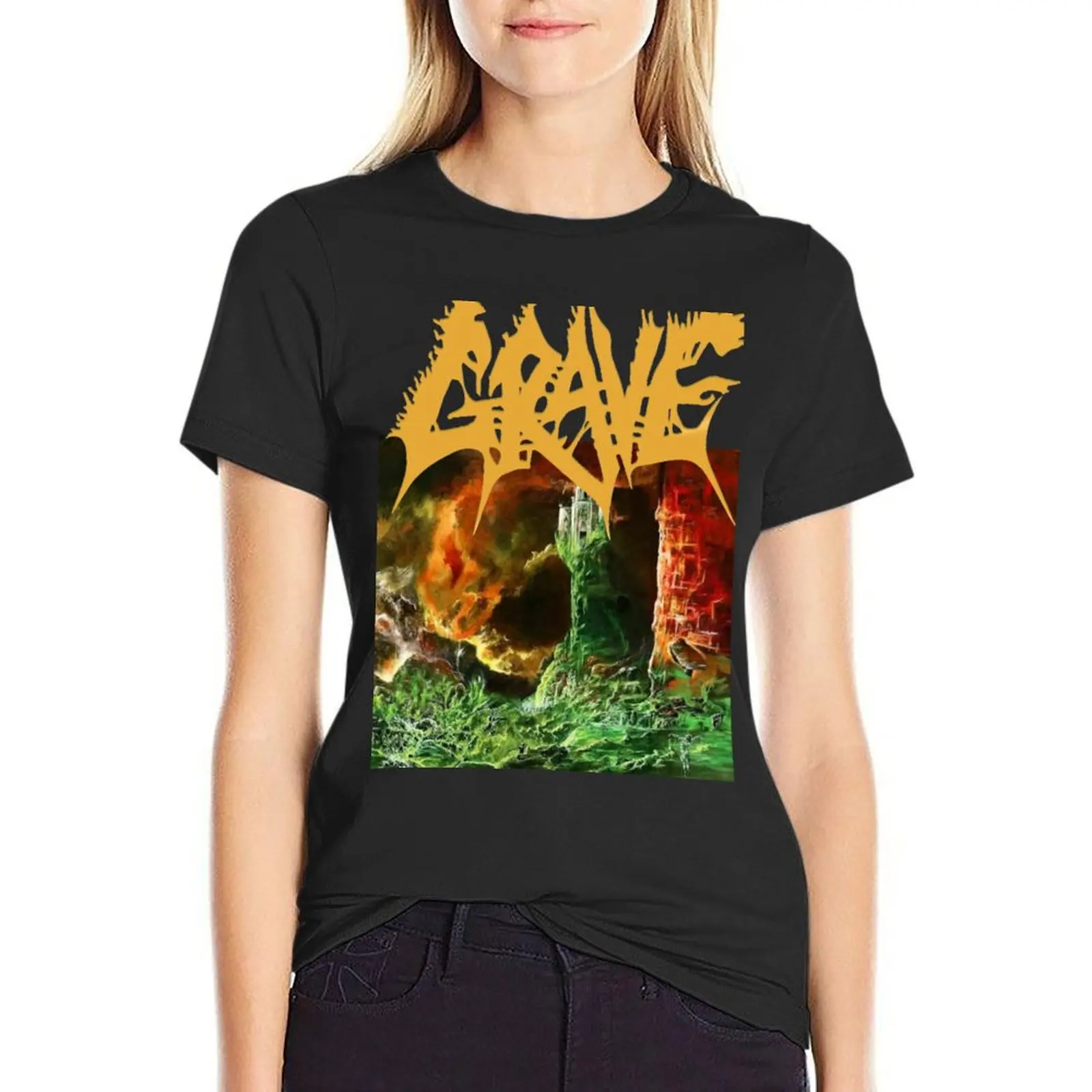 

Grave Into the Grave T-shirt Female clothing summer top hippie clothes Women tops