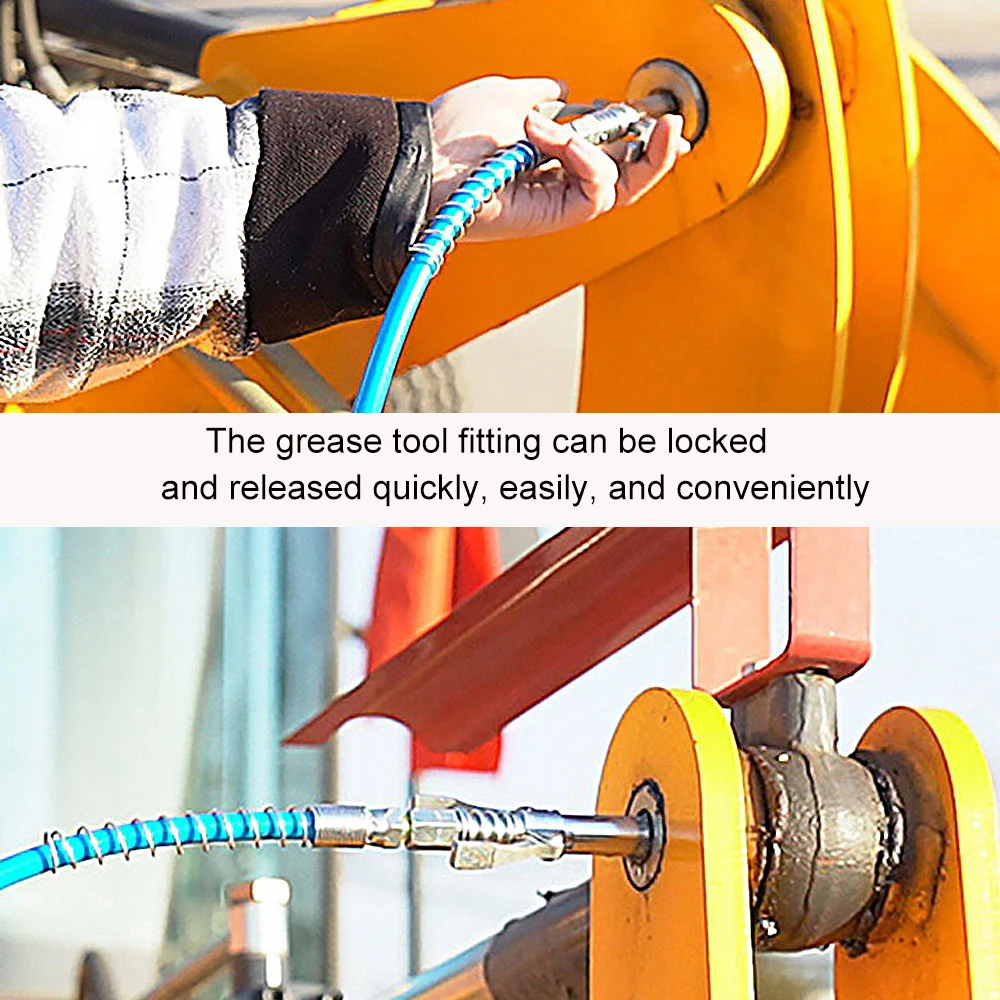 Grease Gun Coupler Quick Lock Release Syringe Lubricant Nozzle 10000 PSI 1/8