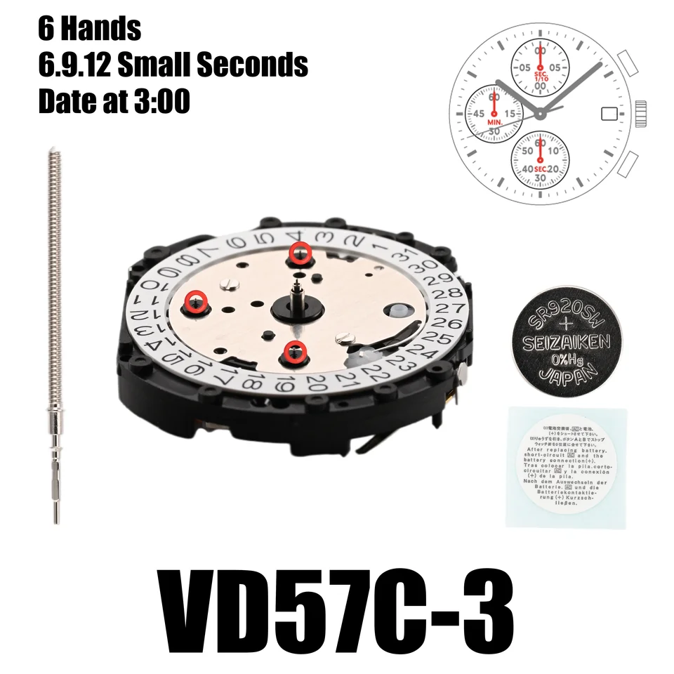 Genuine VD57 Movement Japanese TMI VD57 Movement 6 hands Chrono (1