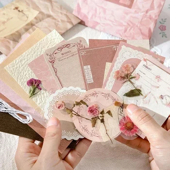 레트로 라벨 꽃 질감 혼합 재료 종이 정크 저널 플래너, 스크랩북 빈티지 수제 장식, DIY 공예, 29 개