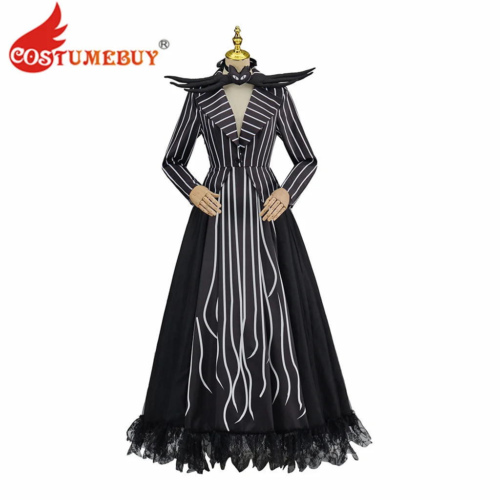 Nightmare Jack Cosplay Costume Women Black and White Stripe Dress Halloween  Christmas Party Fancy Dress - AliExpress, image size:1024x1024