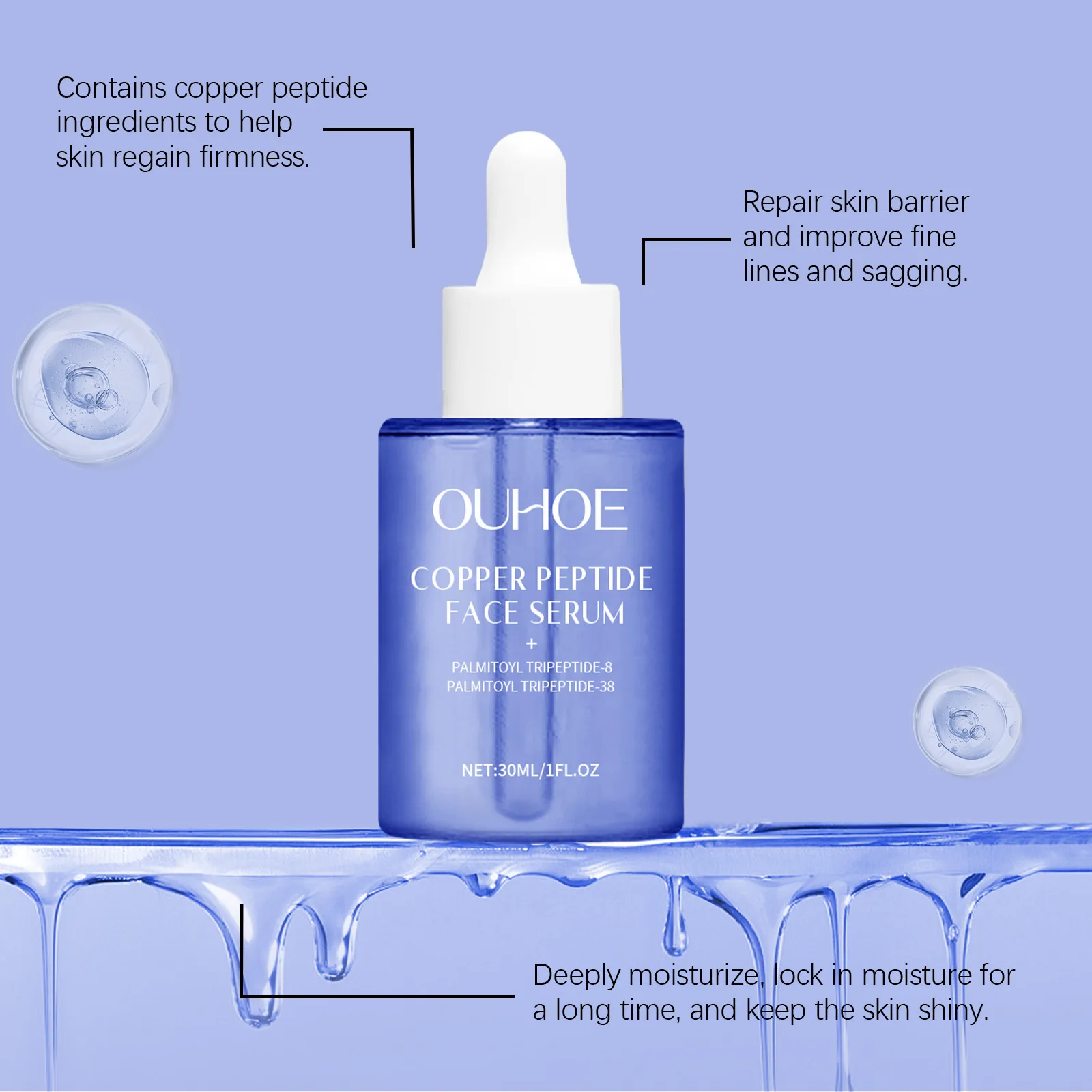 Copper Peptide Serum Anti Aging Remove Wrinkles Fade Fine Lines Shrink Pores Hydrating Soothing Repairing Firming Facial Essence 2