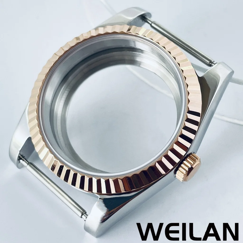 Premium Silver & Gold Waterproof Watch Case with Sapphire Crystal