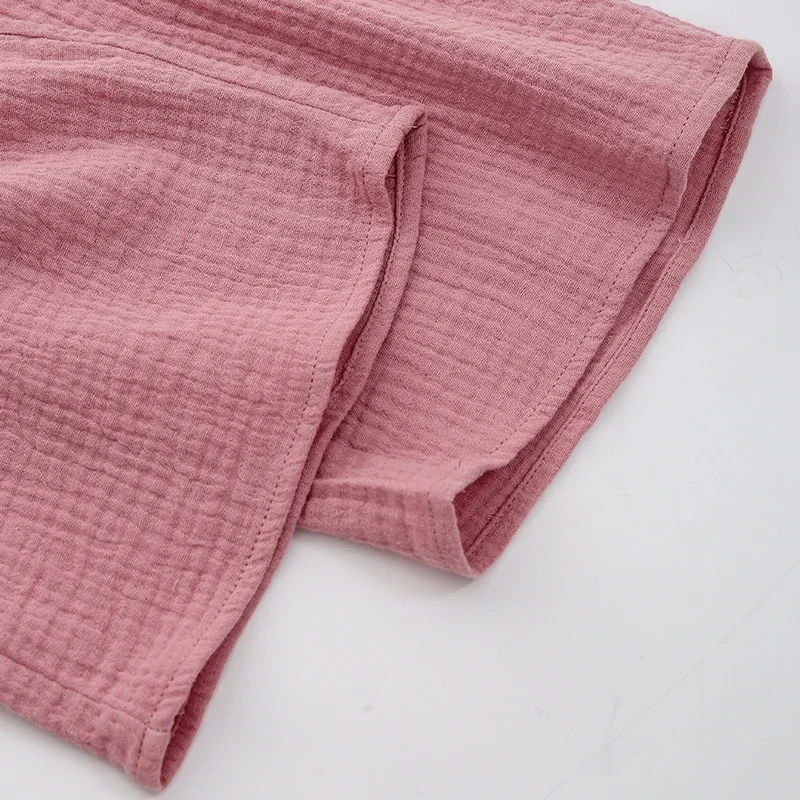 Summer New Girls Cool Loose Wide-Legged Pants Cotton Crepe Children's Daily Casual Elastic Waist Trousers