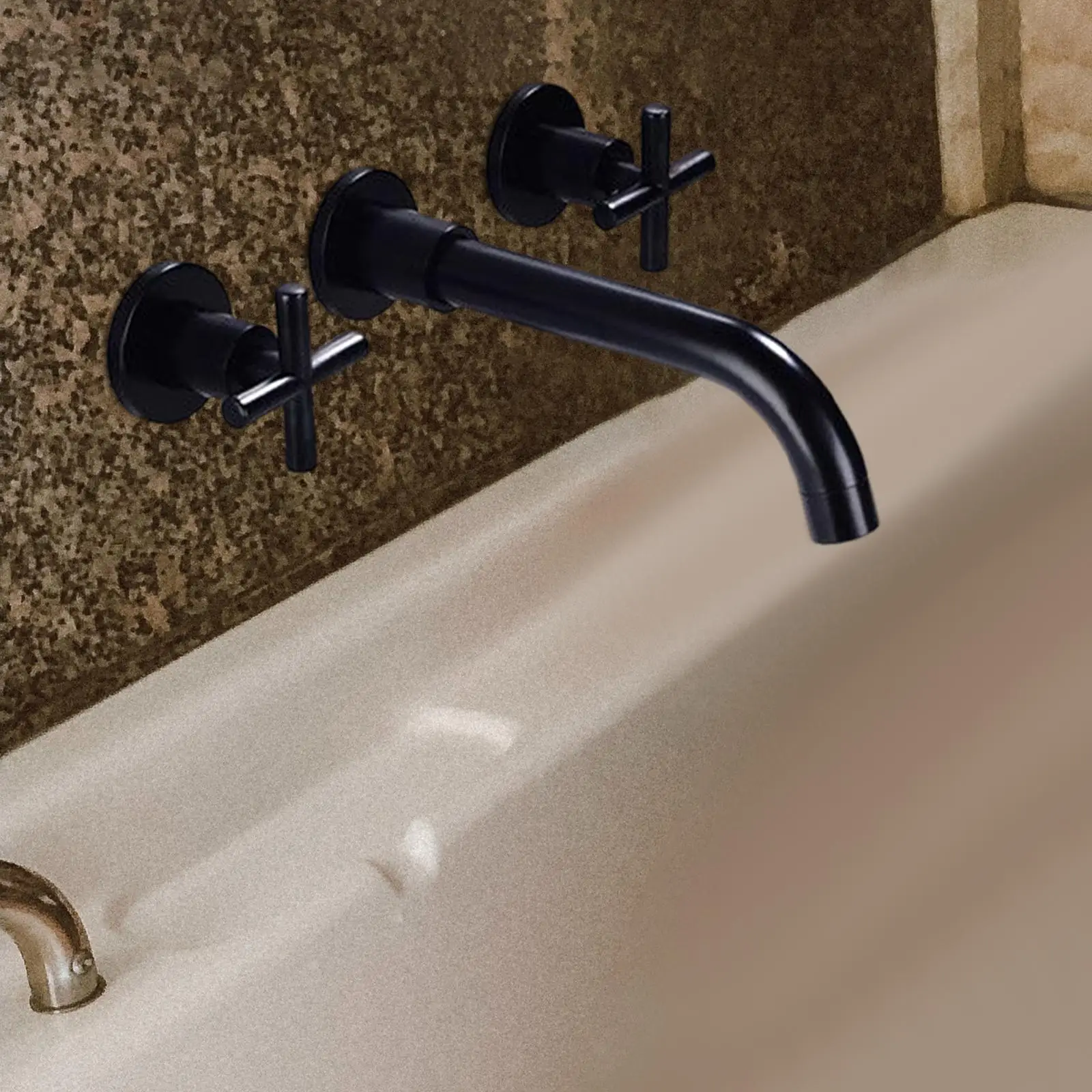 Wall Mounted Sink Tap 2 Handle Bathtub Hot and Cold Faucet Mixer Tap