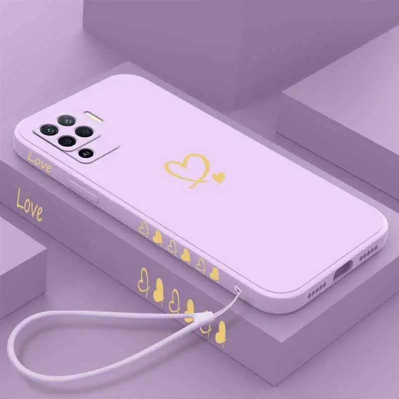 Love Heart Liquid Lanyard Silicone Phone Case