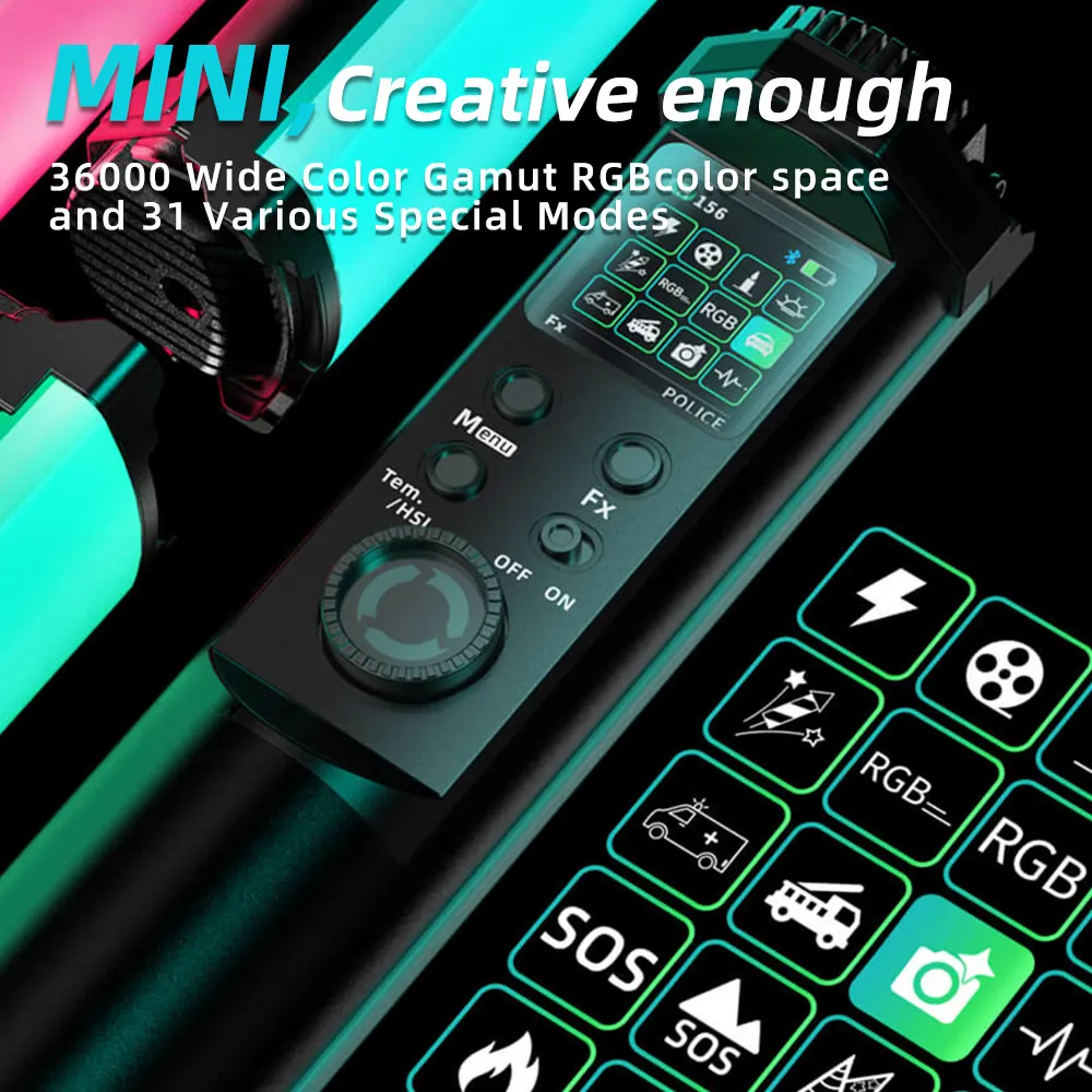 Yongnuo 미니 휴대용 RGB 풀 컬러 사진 아이스 라이트, LED 비디오 라이트, 2700K-7500K 필 스틱 조명 페인팅, YN360