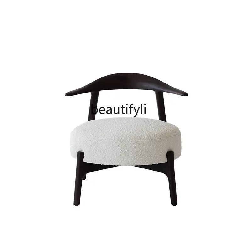 

yj Modern Minimalist Wooden Lounge Chair Living Room Nordic Ash Backrest Leisure Negotiation Tea Table and Chair