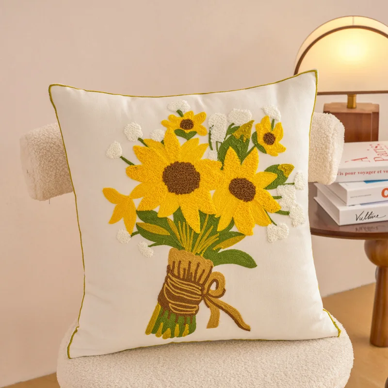 Embroidered Countryside Floral Cushion Covers
