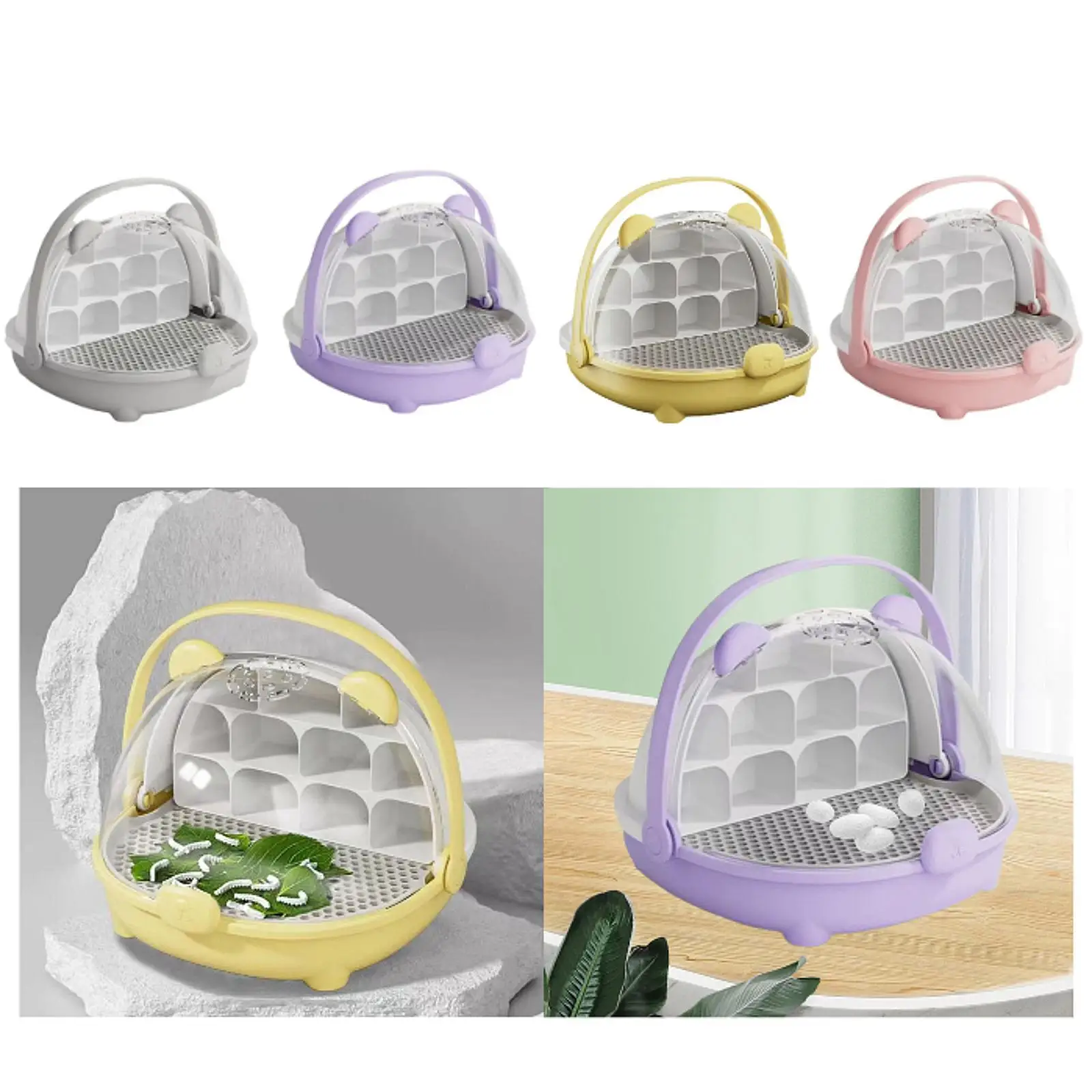 Silkworm Breeding Box Habitat Cage Portable Breathable for Silkworms Turtles Reptile Feeding Box Silkworm Hatching Container