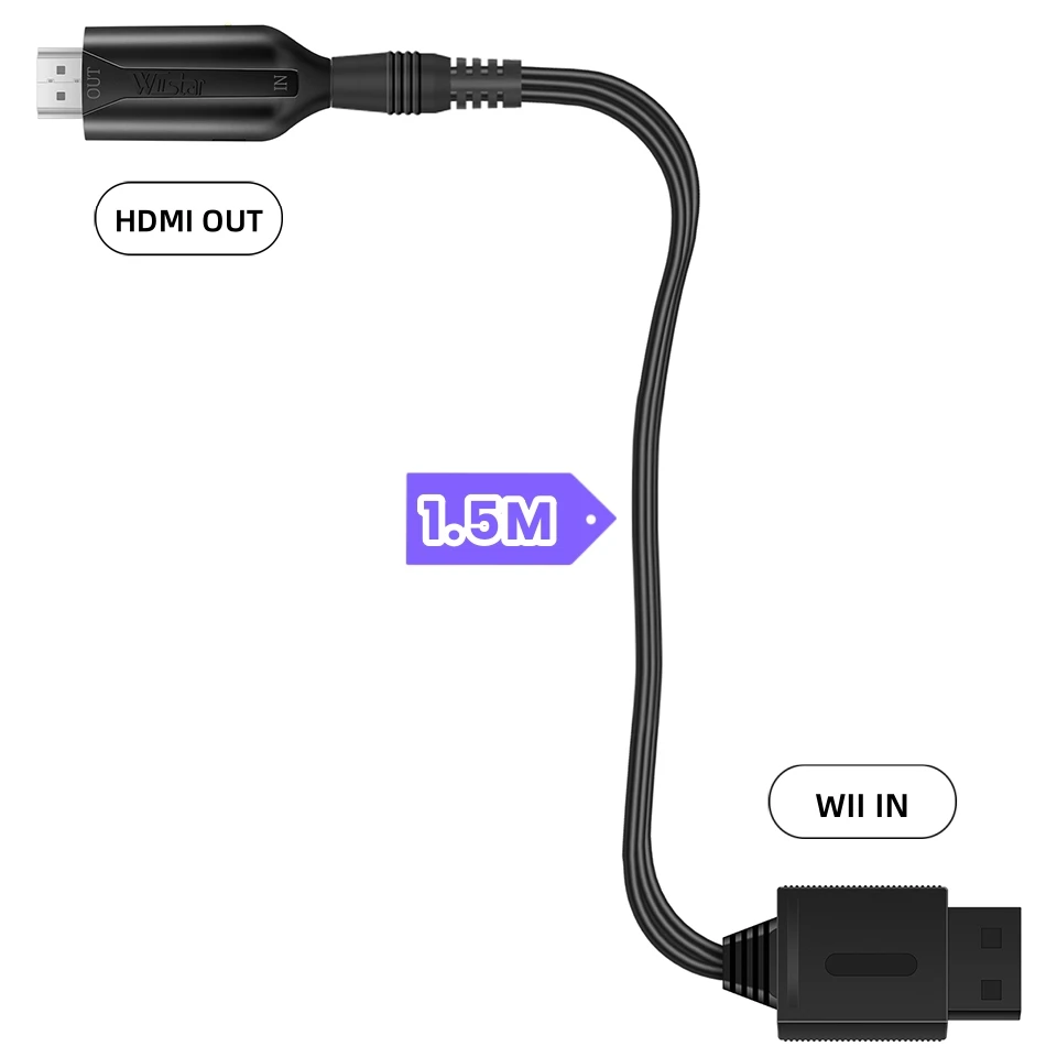 HDMI Adapter Wii to HDMI Converter Adapter Video Cable 1080P Male to Male Wii2HDMI Converter Plug and Play for Wii HDTV Display