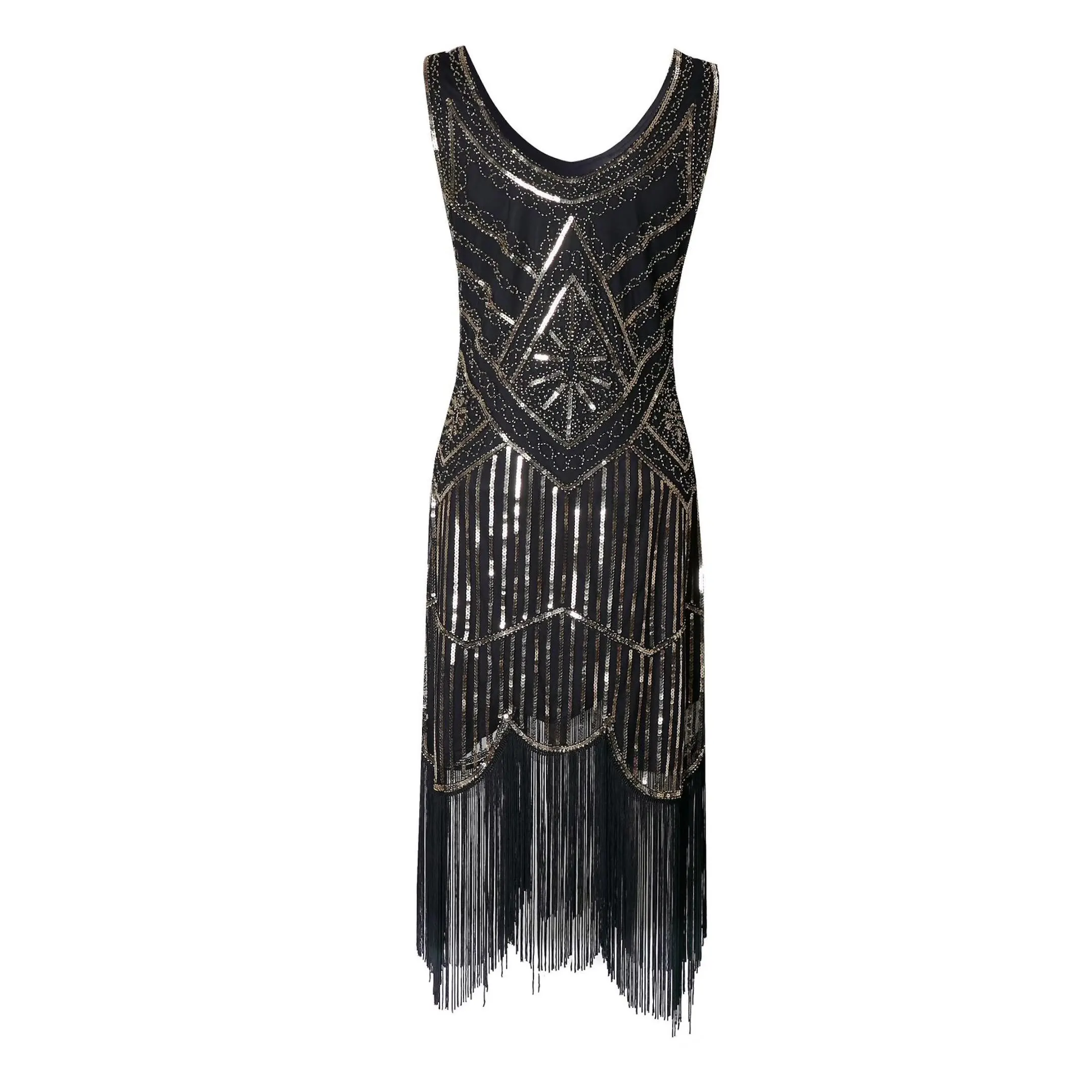 

F4 Retro sequined dress, beaded tassel dress, Amazon hot sale, high-end banquet short dress