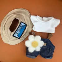Popular Labubu Doll Clothes 17cm Pendant Labubu Doll Clothes Spring Field Strap Pants Set Labubu Doll Clothes Accessories 1
