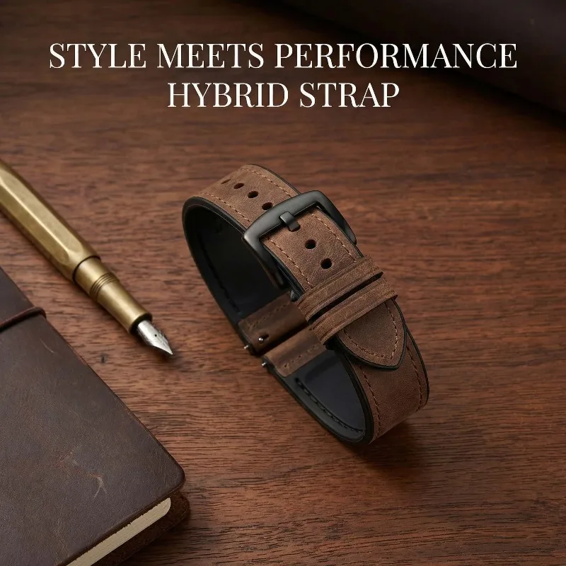 Vintage Leather Smart Watch Strap, Premium 20mm/22mm Bracelet