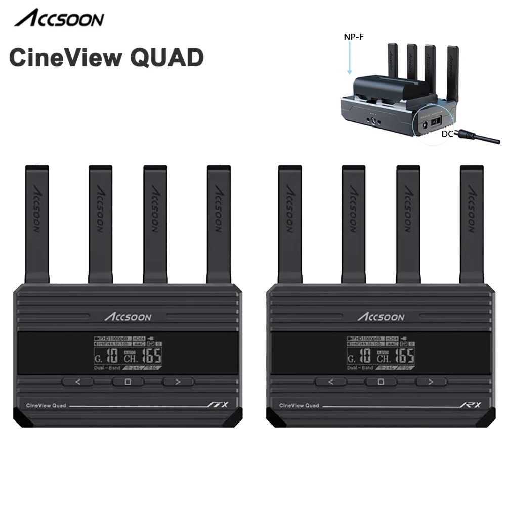 

ACCSOON CineView QUAD Wireless HD Video Transmission 2.4G/5G 500ft HDMI SDI Dual Band Near-Zero Latency Transmitter Receiver