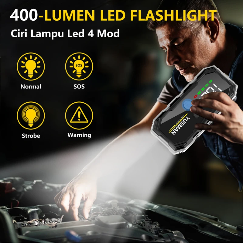 Car Jump Starter Jump Starter Car Battery Charger Portable Battery Charger 4000A Car Jump Starter 12800mAh Power Bank Car Booster Device Charger Battery less Portable Starting for Emergency Device