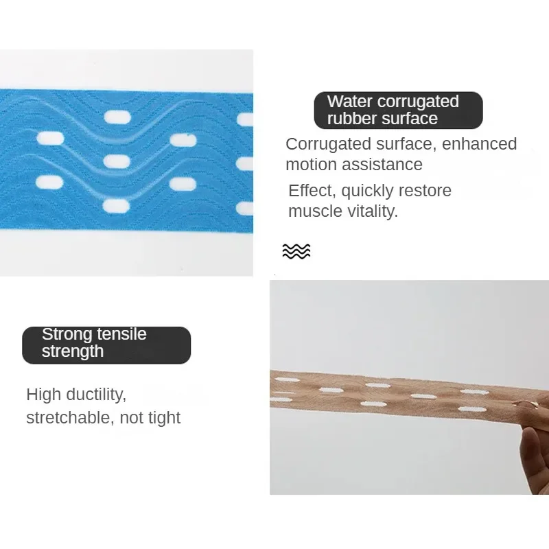Sports Tape Kinesiology Tape 5cm*5m Perforated Kinesiology Elastic Adhesive Tape Cotton Muscle Protection Athletes Breathable Gym Sports Glue Knee Protector