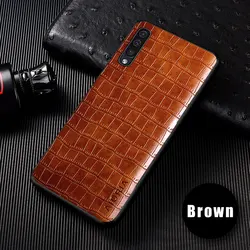 Luxury Leather Slim Fit Anti - Knock Phone Bumper Back Cover - A70S (Brown)