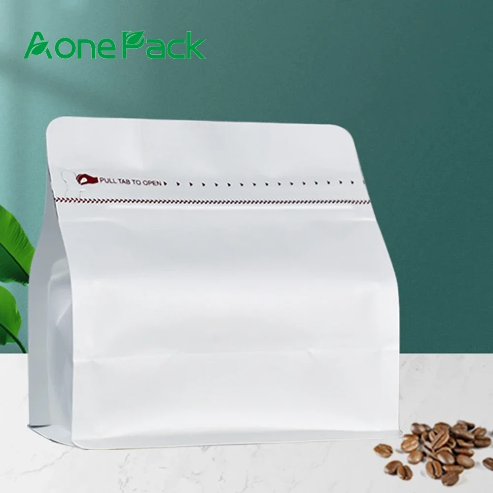 

50PCS High Quality Matt White Aluminum Foil Nuts Rice Dog Food Pouch 150g 250g 500g Block Bottom Powder Coffee Tea Packaging Bag