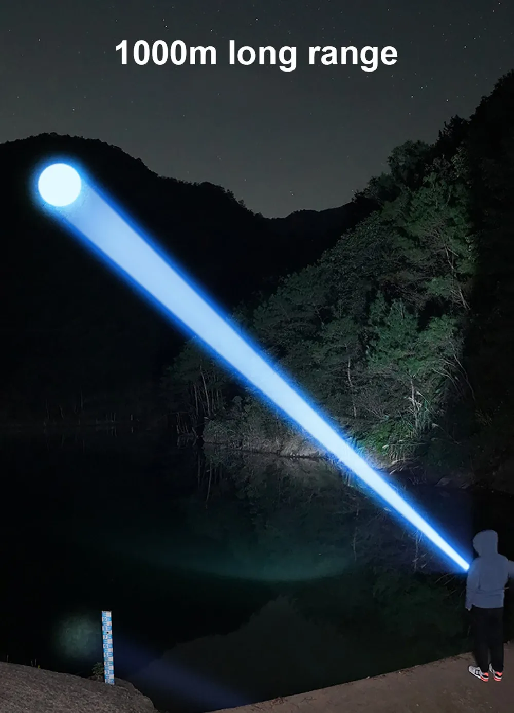 Description Picture 5 of itemPortable Spotlight Long Range 30W Lightweight LED Flashlight Type-C Built-in 18650 Battery Telescopic Zoom LED Tactical Torch