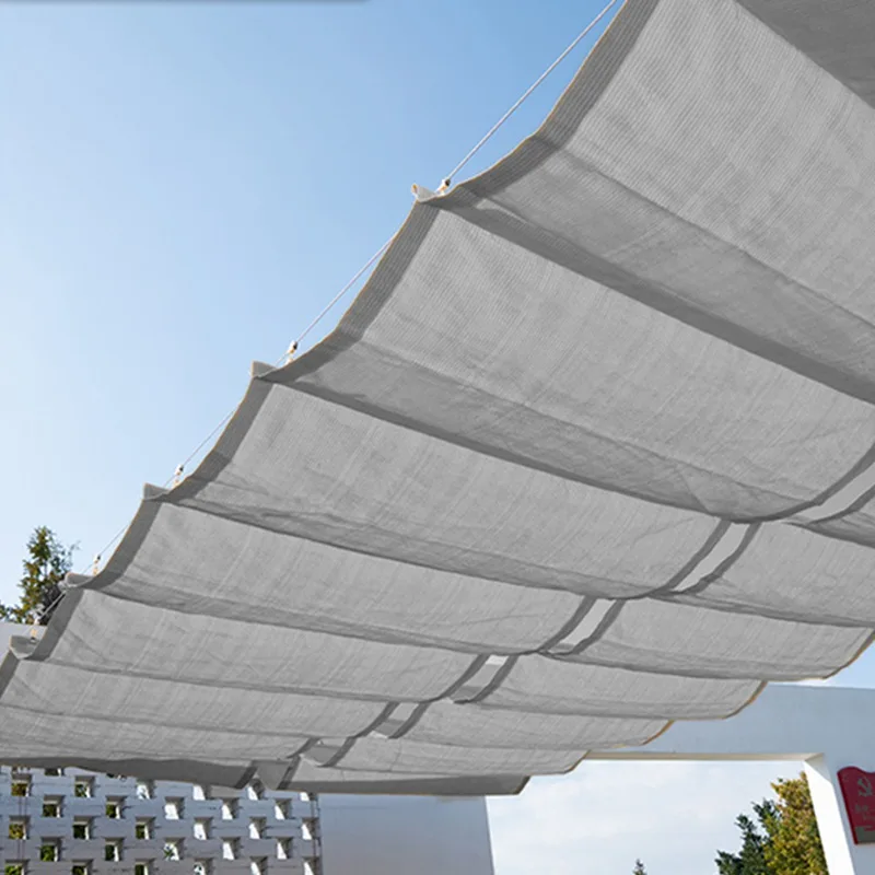 Voile D'ombrage Ondulé Imperméable Et Rétractable Pour Pergola, Facile à Installer Et à Utiliser Pour Terrasse, POTIO Coulissant, Voile D'ombrage Amovible (1,2 X 8 M