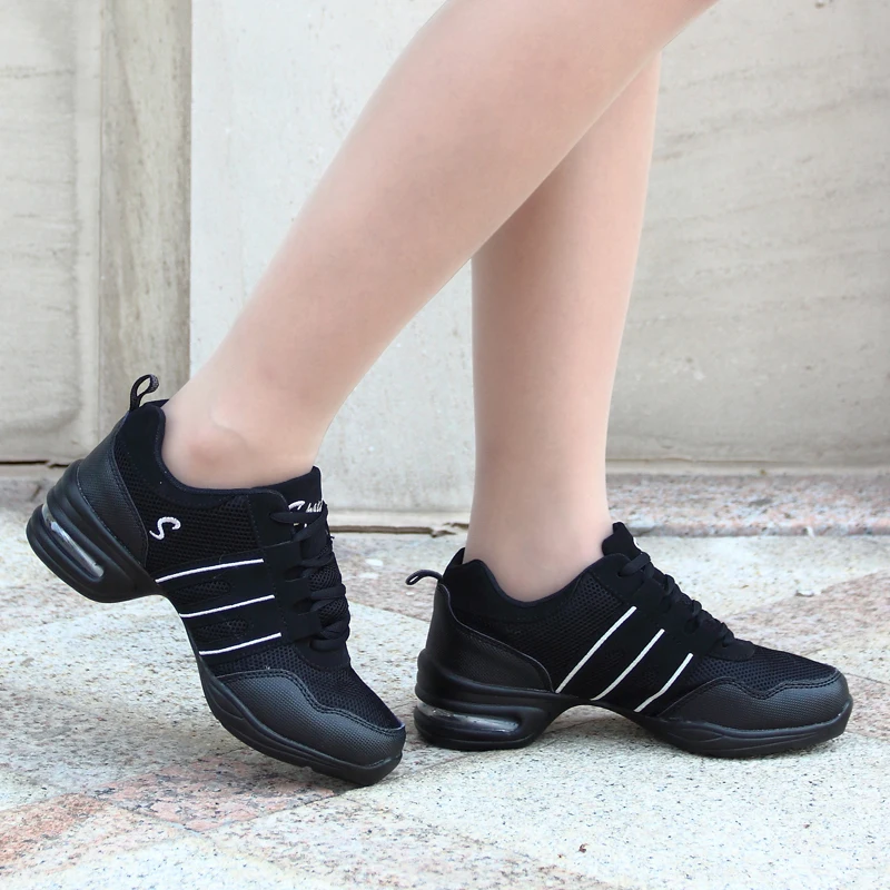 Girls Fashion Modern Dance Shoes Knitted Mesh Jazz Shoes Girl Elastic Air Cushion Sneakers For Dancing Training dance shoes