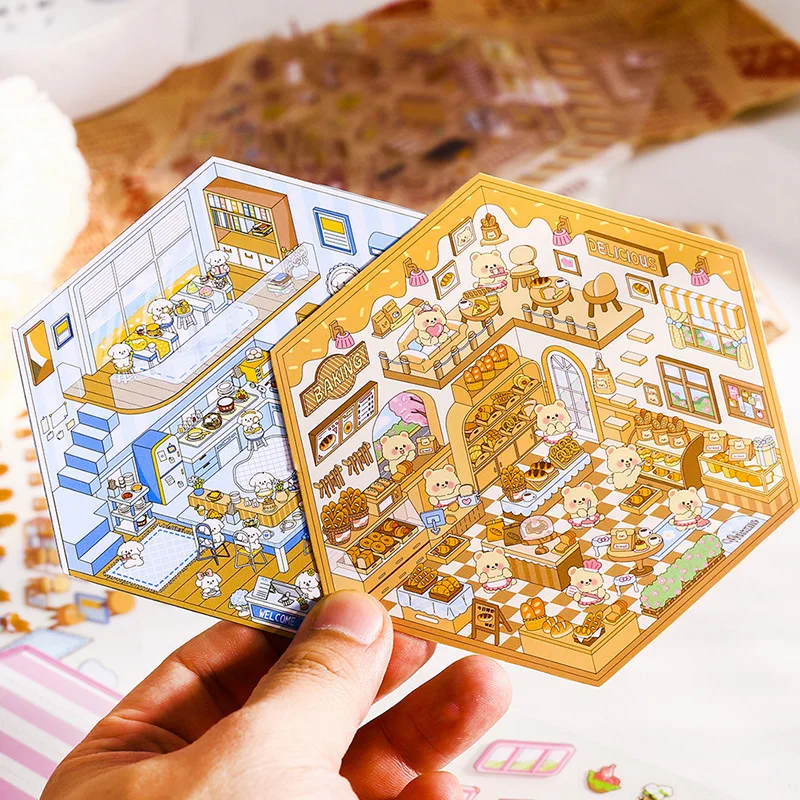 Miniature Scene Sticker Without Cutting Handmade Diary Stickers 3D Miniature Landscape Stickers DIY Scrapbook Underwater Sticker
