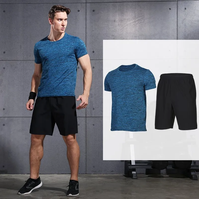 Men's Compression Running Suits Quick Dry Shirt+Shorts Sets Summer Football Training Kits 2 pcs Fitness Gym Clothes Sets