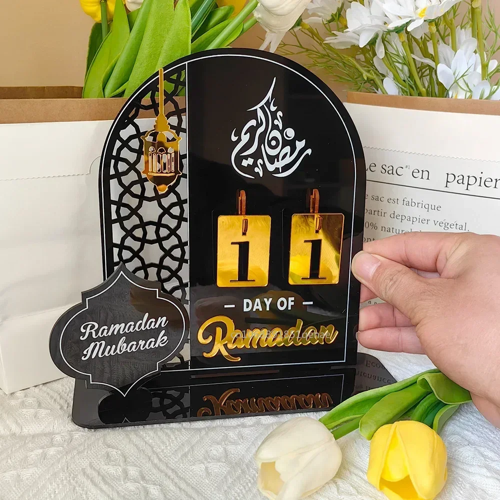 2026 Ramadan Kareem Decoration Acrylic Ramadan Countdown Calendar with Replacing Numbers Eid Mubarak Islamic Muslim Party Decor