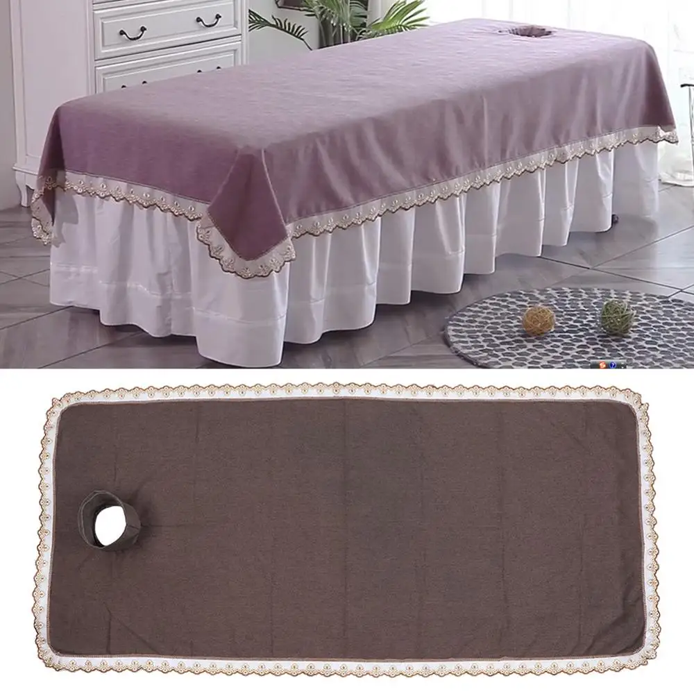 Beauty Salon Special Thickening Sheet Salon Massage Body SPA Treatment With Holes Cotton Linen Sheer Lace Fold Design Cotton Pad 3 fold naturally treated smart leather case with sleep wake up function