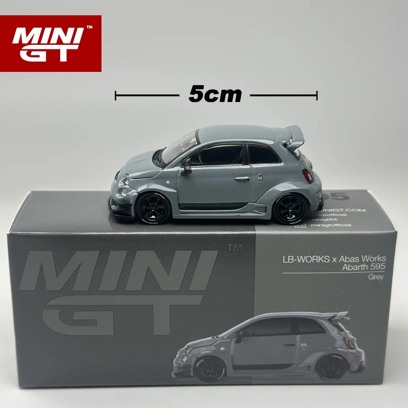 MINIGT 1:64 Abarth 595 LB-WORKS x Abas Works 회색 합금 자동차 모델 995