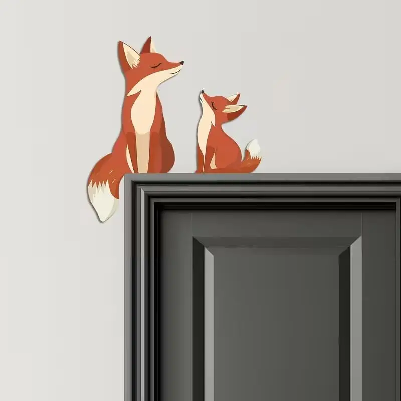 2 Cute Fox Wooden Wall Art Decorations, Cute Fox Door Decorations, Wall And Corner Decorations, Switch Panel Covers, Home Decor