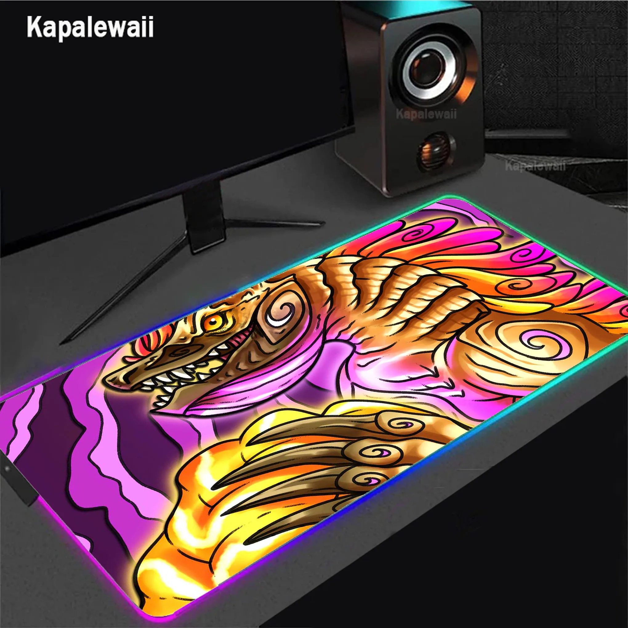 

RGB LED Anti-slip Mouse Pad Monster Hunter Gaming Setup Accessories Mousepad Desk Mat Locking Edge Mouse Pads Keyboard Mat 90x40