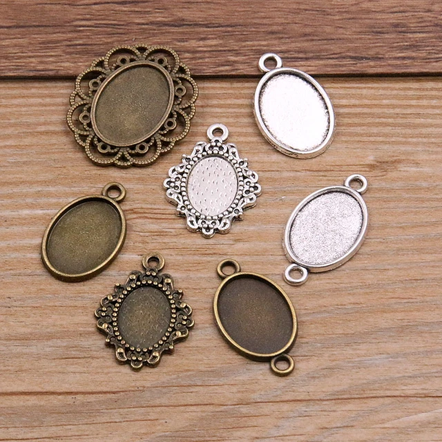 Antique Silver Oval Cabochon Base  Cabochon Base Jewelry Making - 10pcs  25mm 18x25mm - Aliexpress