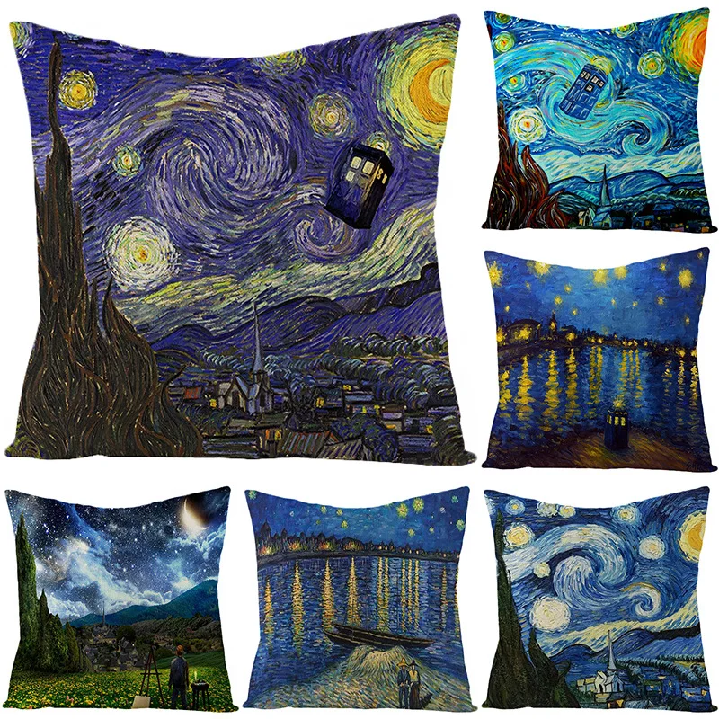 

Starry Sky Pillow Case Van Gogh Pillowcase Decorative Bed Sofa Home Decoration Modern Pillow Cover Double Bed Cushions Cover