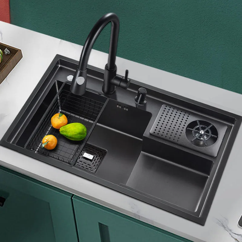 Large Size Kitchen Sink 304 Stainless Steel Sinks Above Counter or Undermount Installation Single Basin Bar Sink Washing Basin