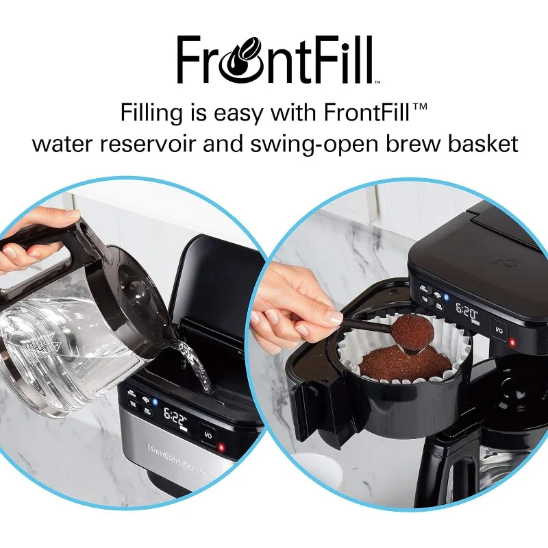 Hamilton Beach Works with Alexa Smart Coffee Maker, Programmable, 12 Cup Capacity, Black and Stainless Steel (49350R) 6