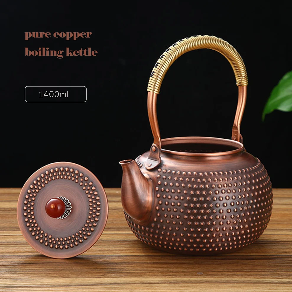

1400ml Handmade Small Particle Copper Teapot High-End Boiling Water Teapot Breast Nail Copper Pot Inner Uncoated Boiling Kettle