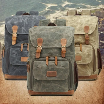 Borsa Multifunzionale in Tela per Fotocamera, Impermeabile, Grande Capacità, Zaino Professionale per Fotografia DSLR e Viaggi