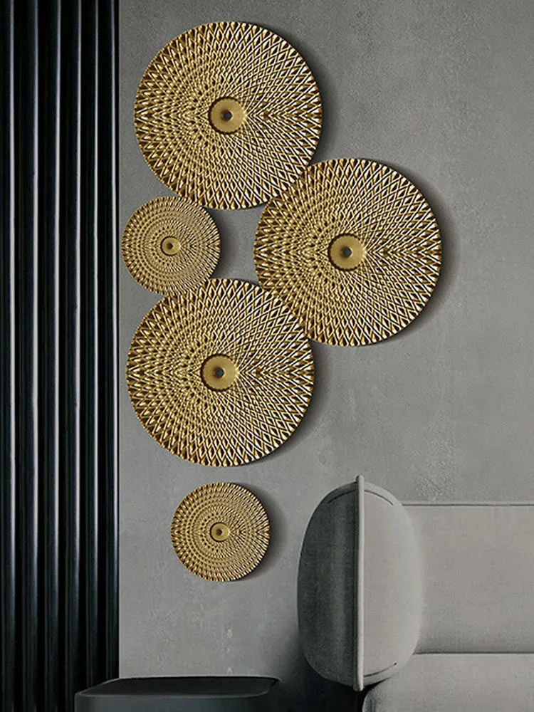 LuxuryRoundGoldenWallDecorationHangingCreativeGoldenMetal