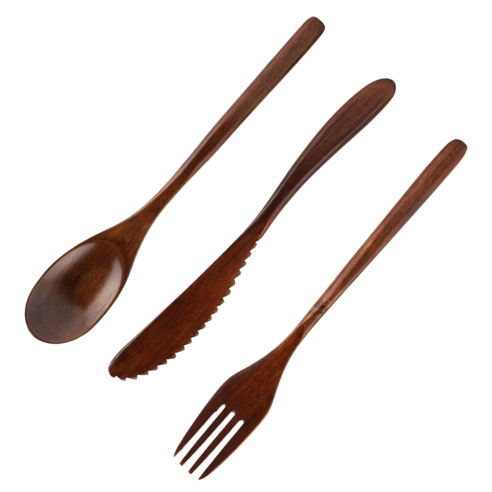Picnic Cutlery Set Western Style Cutlery Set Camping Cutlery Set Cutlery Set Wooden Cutlery Set Wooden Fork Knife Spoon Set Japanese Style Reusable Wooden Dinnerware Set Tableware Kit for Students and Officers