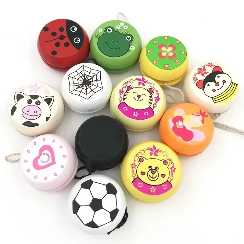 Children Yoyo Ball Cartoon Animal Prints Wooden Yoyo Toys Ladybug Toys Kids Yo-Yo Creative Yo Yo For Children Funny Gift